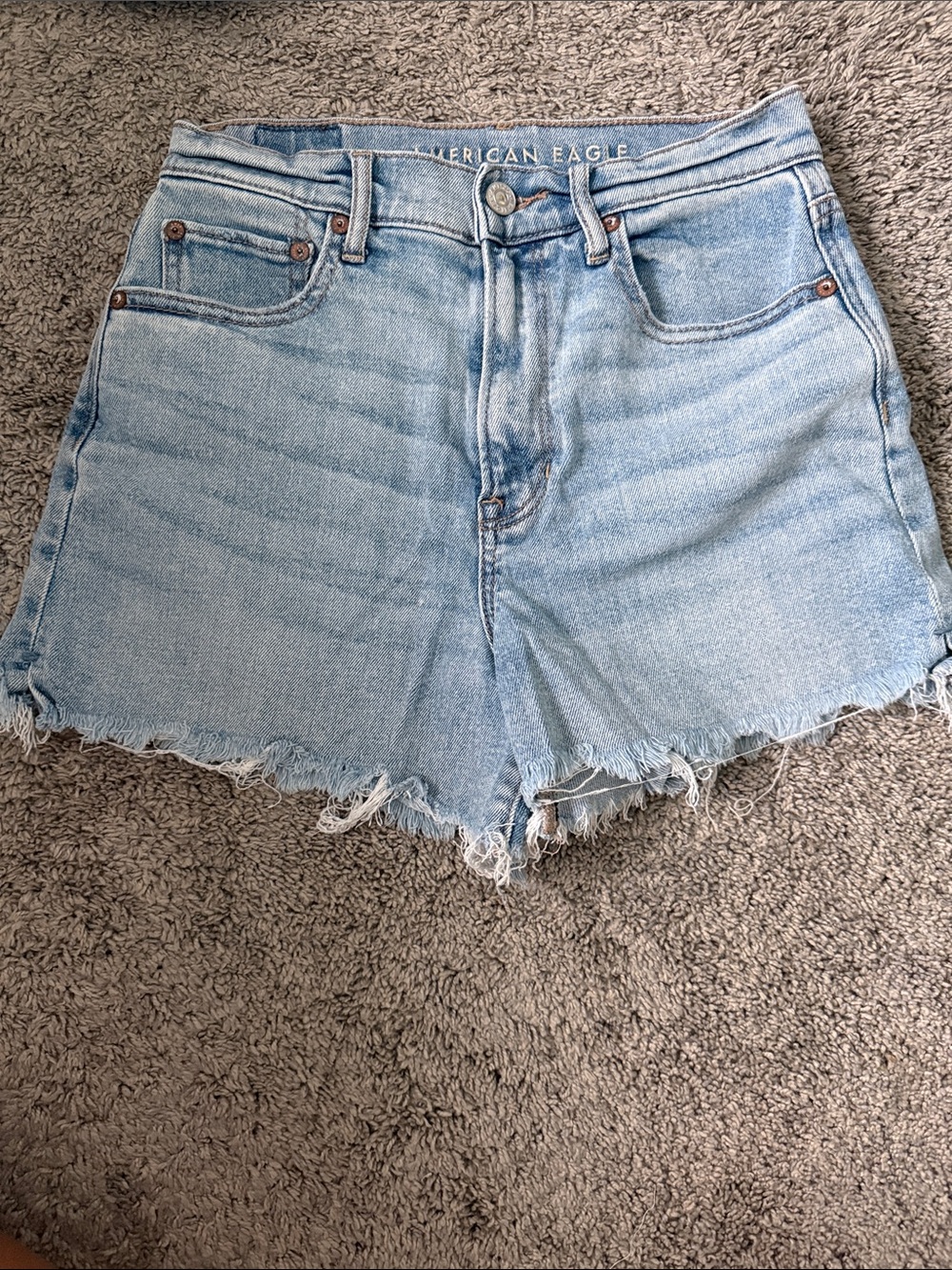 American Eagle Outfitters Pale Blue High-Rise Denim Cutoff Shorts